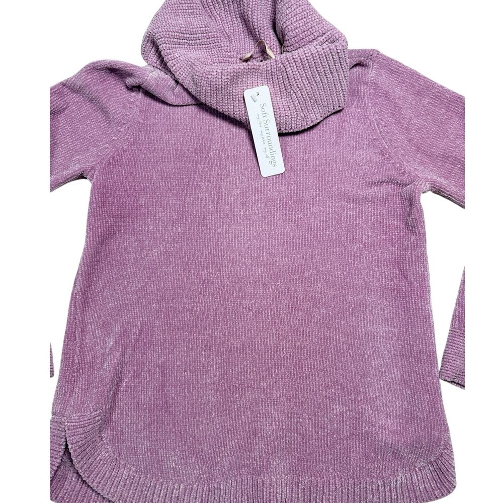 Soft Surroundings Chenille Cowl Neck Sweater NWT Pink Plush Knit Sz PM